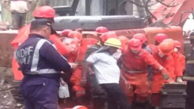 Four-storey building collapses: 9 dead, search for those trapped in debris underway; building had been declared dangerous.