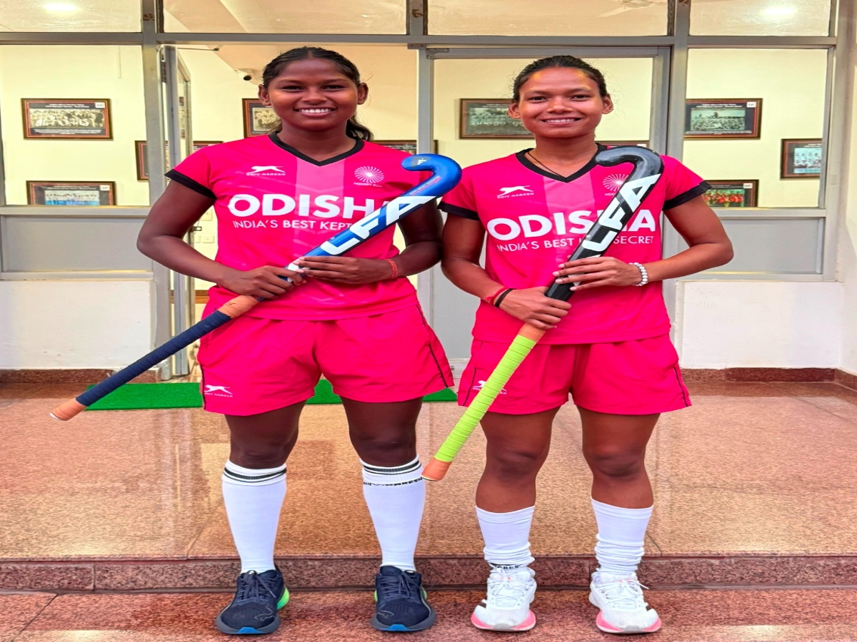 Two daughters of Chhattisgarh in the Indian junior hockey team.