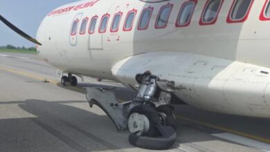 Major accident averted at airport: Alliance Air flight tire bursts during landing.
