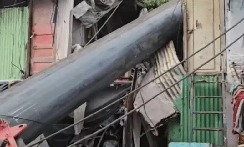 Major accident during demolition; crane falls on houses, 9 injured.