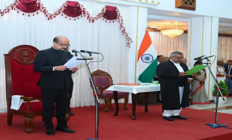 Krishna Ram Mahapatra becomes the new Chief Justice of the Chhattisgarh High Court; Governor Ramen Deka administers the oath.