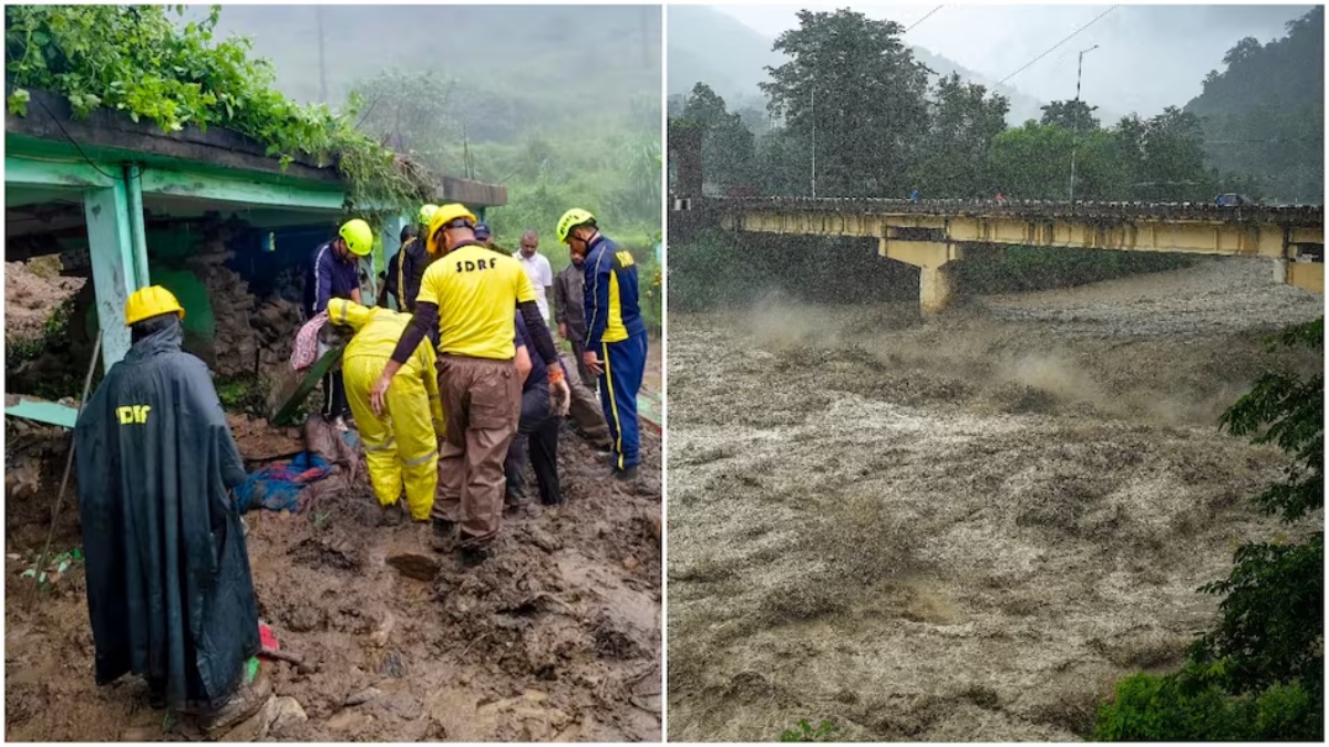 Rain and floods wreak havoc in five states; bridge washed away, three students missing.