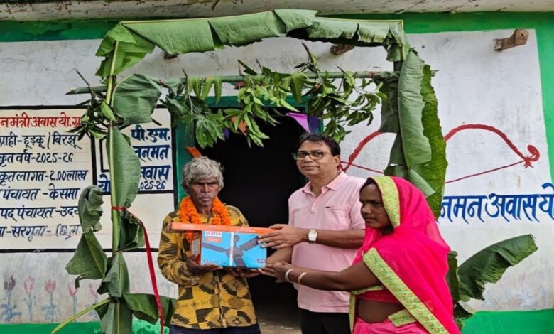 Pahadi Korwa families receive concrete houses; relief from the vagaries of the weather.