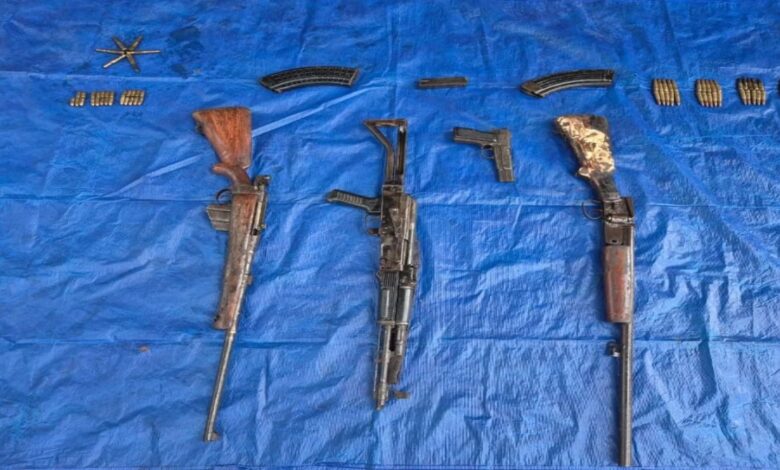 Naxalite arms dump found; 3 rifles, including an AK-47, recovered.