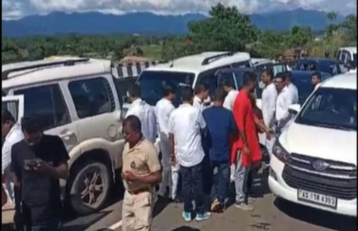 Bhupesh Baghel's convoy attacked in Assam; stones and bottles thrown.
