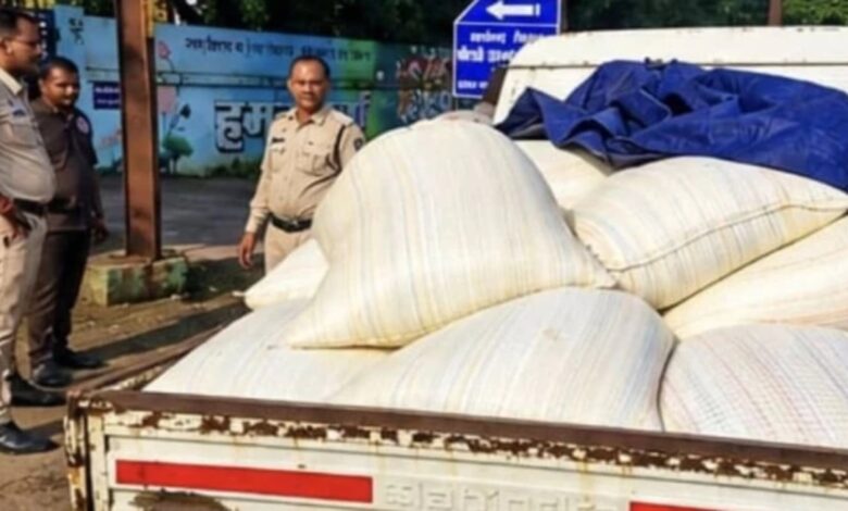 Illegal transport of PDS rice: Truckload intercepted by Dial-112; Food Department investigating.