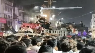 Crowds throng the Ganesh Visarjan procession in Raipur.