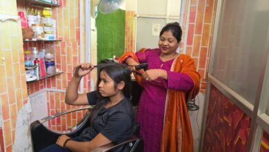 Life transformed by six months of training: Kiran earns ₹12,000–₹20,000 a month from her beauty parlour.