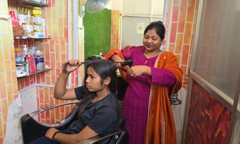Life transformed by six months of training: Kiran earns ₹12,000–₹20,000 a month from her beauty parlour.