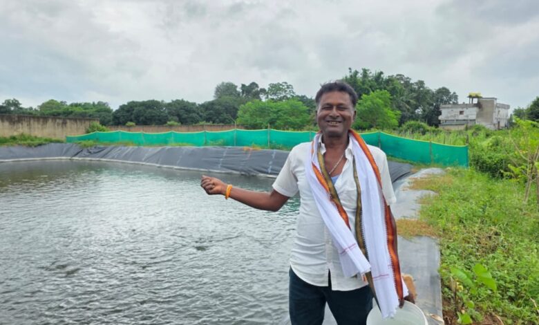 Lakshmi Prasad reaps a double benefit from the livelihood pond.