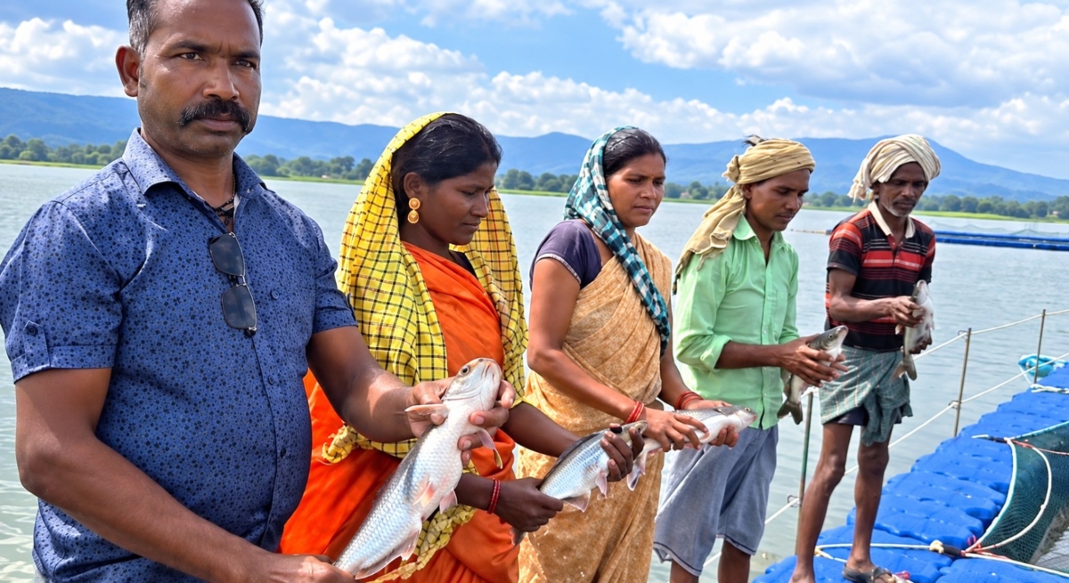 54 cages in Malhaniya Reservoir transform fishermen's lives.