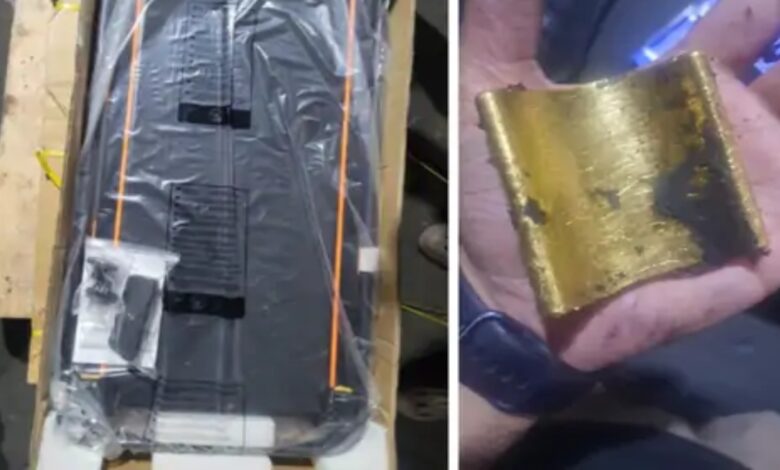 Gold worth ₹1.10 crore, concealed inside a treadmill, seized; two arrested, including a Chinese national.