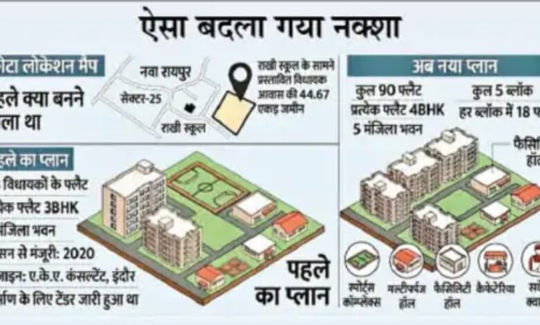 Revised plan for MLAs' flats: 90 4BHK units to be built instead of 78; sports complex and cafeteria also included.