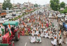 Farmers stage road blockade over six-point demands; NH-30 barricaded with tractors.