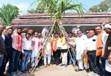 Farmers rejoice as sugarcane price reaches ₹425 per quintal; present sugarcane to Deputy CM Vijay Sharma.