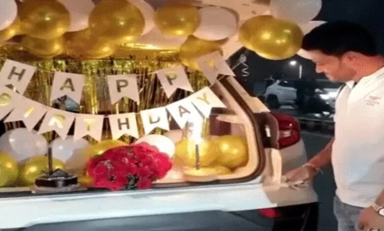 In Raipur, a Naib Tehsildar cut a cake in the middle of the road and set off fireworks; a reel of the incident has gone viral.